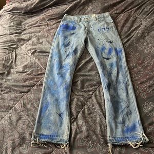 Custom angel number jeans 777